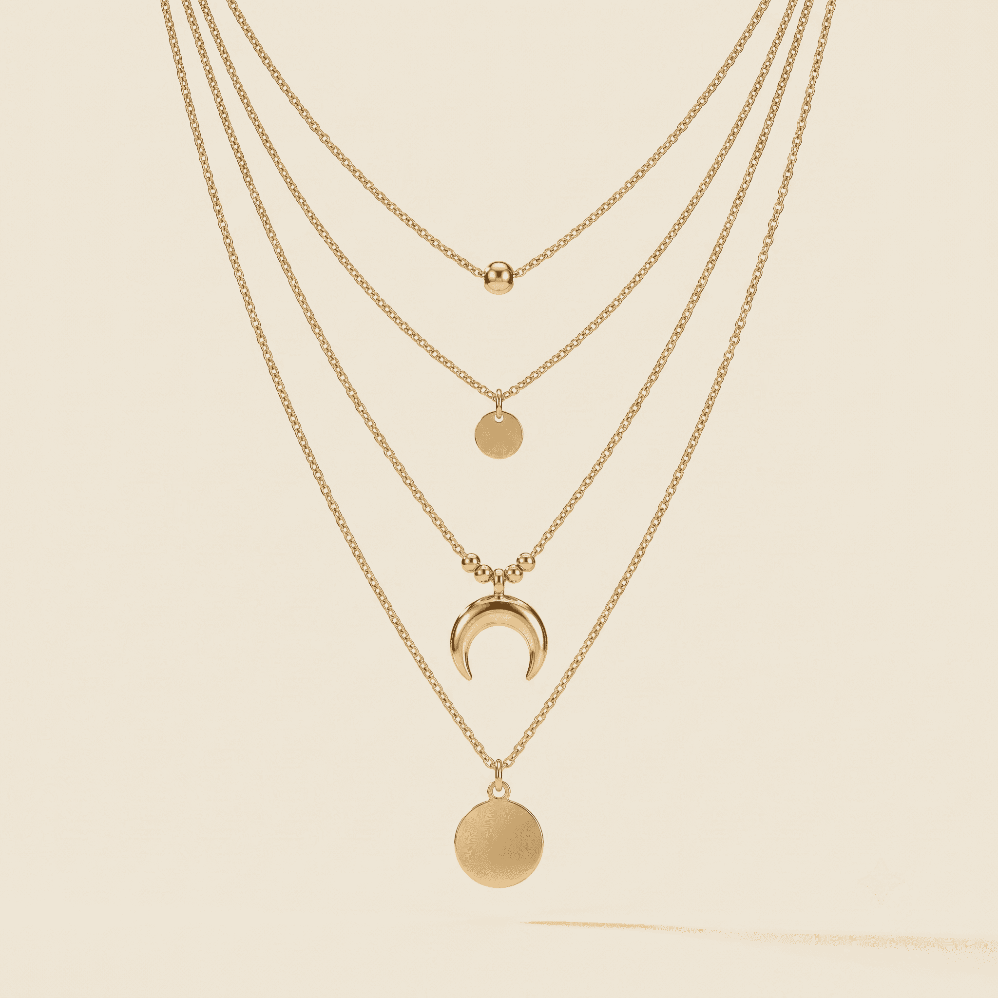Multi-layer Moon Pendant Necklaces for Women Bohemian Wafer Elegant Necklace