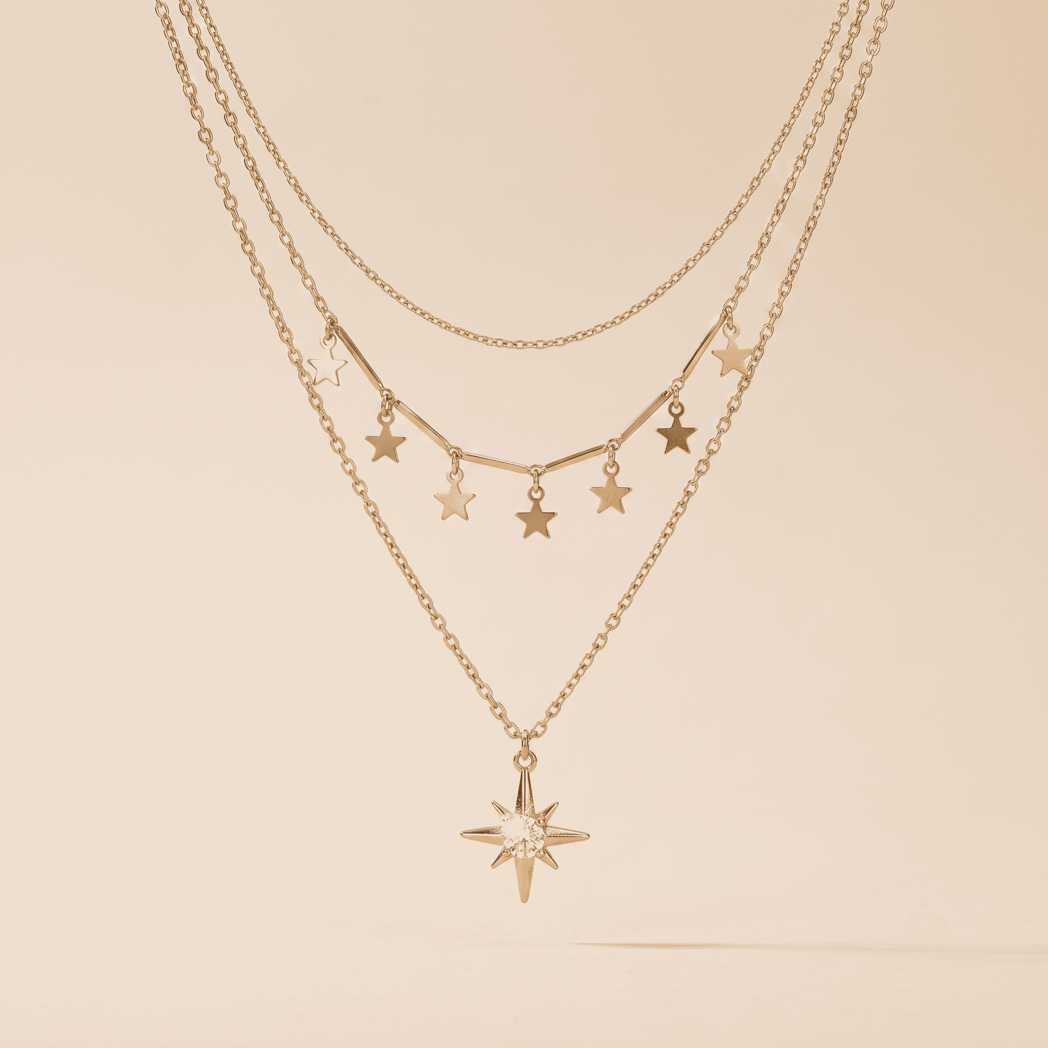 HEXAGRAM multi-element multi-layer copper pendant necklace
