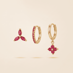 Crystal Flowers Ear Hook Eardrops Geometric High-grade Cartilage