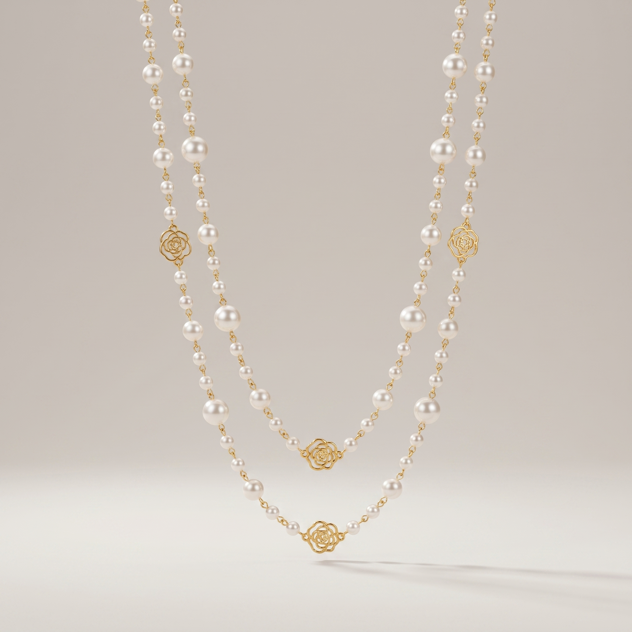 Layered Pearl Sweater Necklace