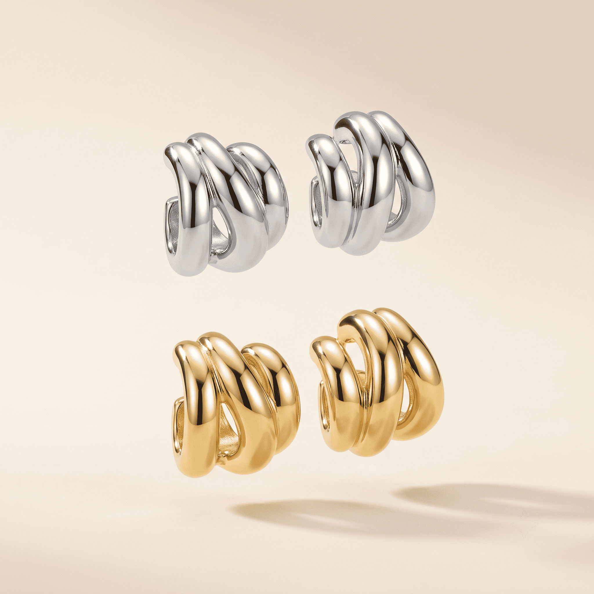 Three-layer Hoop Earrings For Women Niche, High-end Design With A Sophisticated Vibe