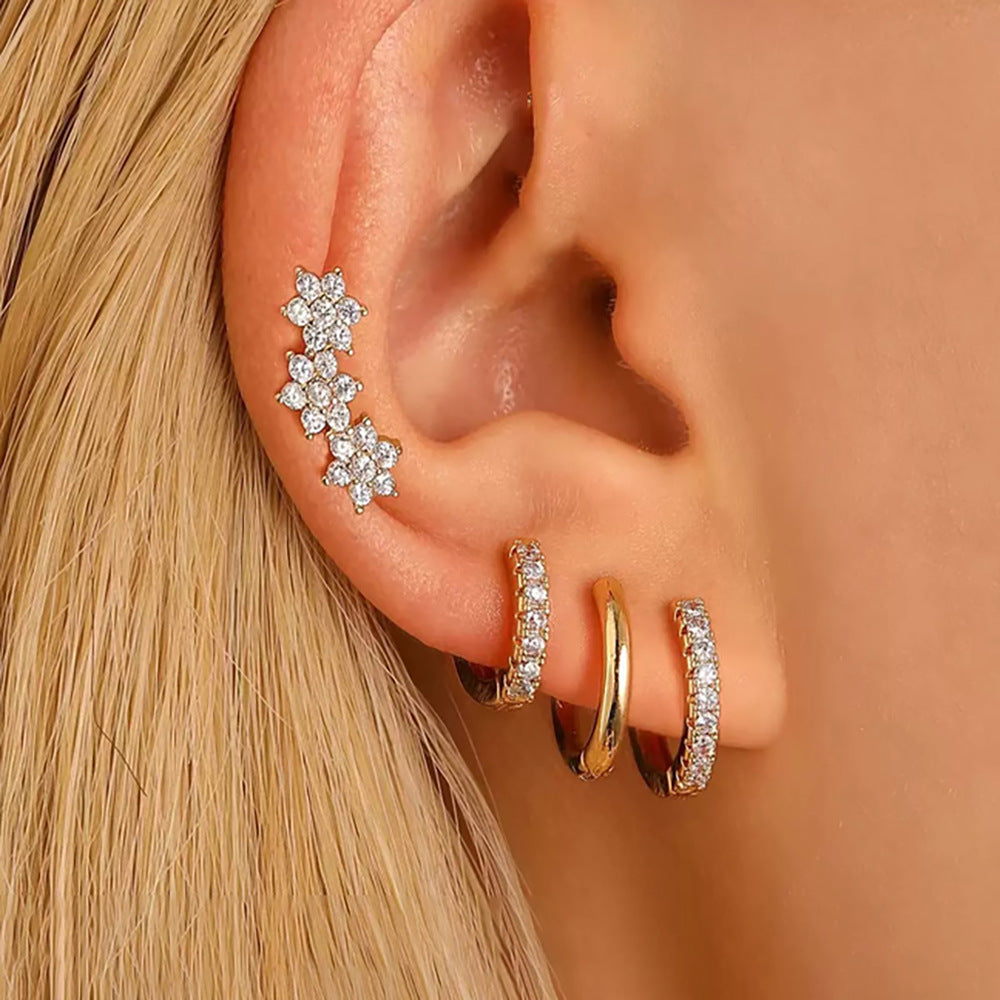 Geometric Six Petal Long Earrings - sparklesway.co.uk