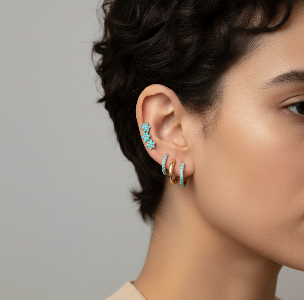 Geometric Six Petal Long Earrings - sparklesway.co.uk