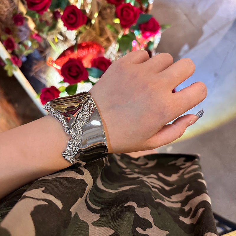 Gold Cuff Bracelet for Women | Statement Crystal Bangle Bracelet - sparklesway.co.uk 