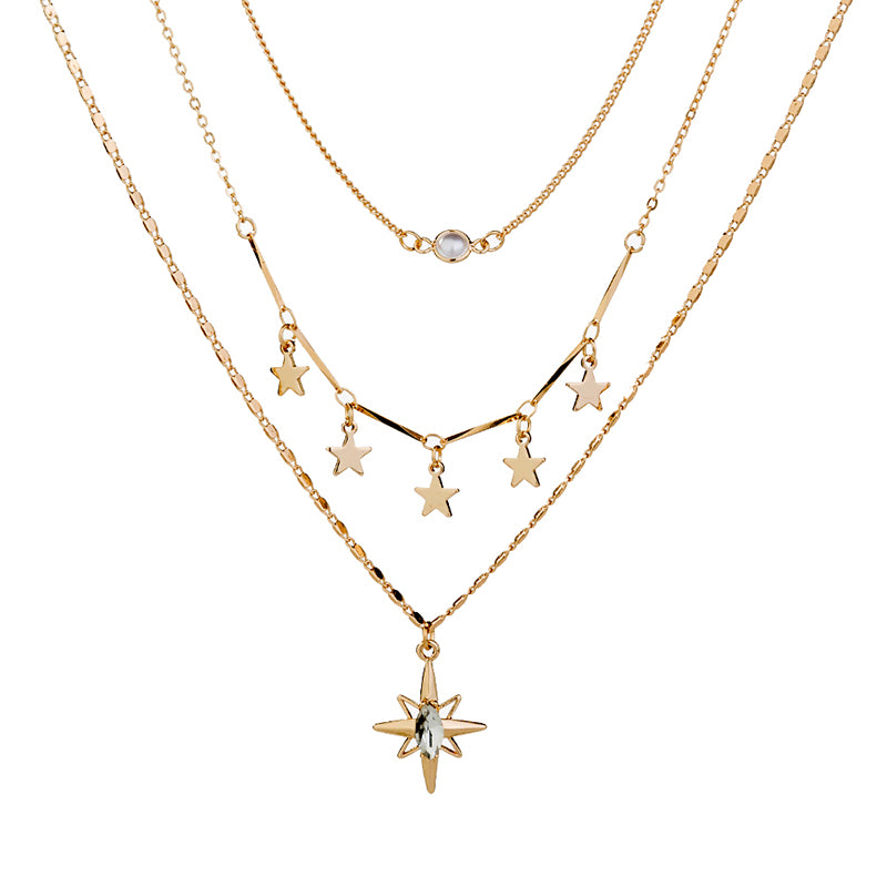 HEXAGRAM multi-element multi-layer copper pendant necklace - sparklesway.co.uk 