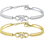 Infinity Heart Bracelet Bangle Crystal Love Forever Symbol Charm Bracelets - sparklesway.co.uk 