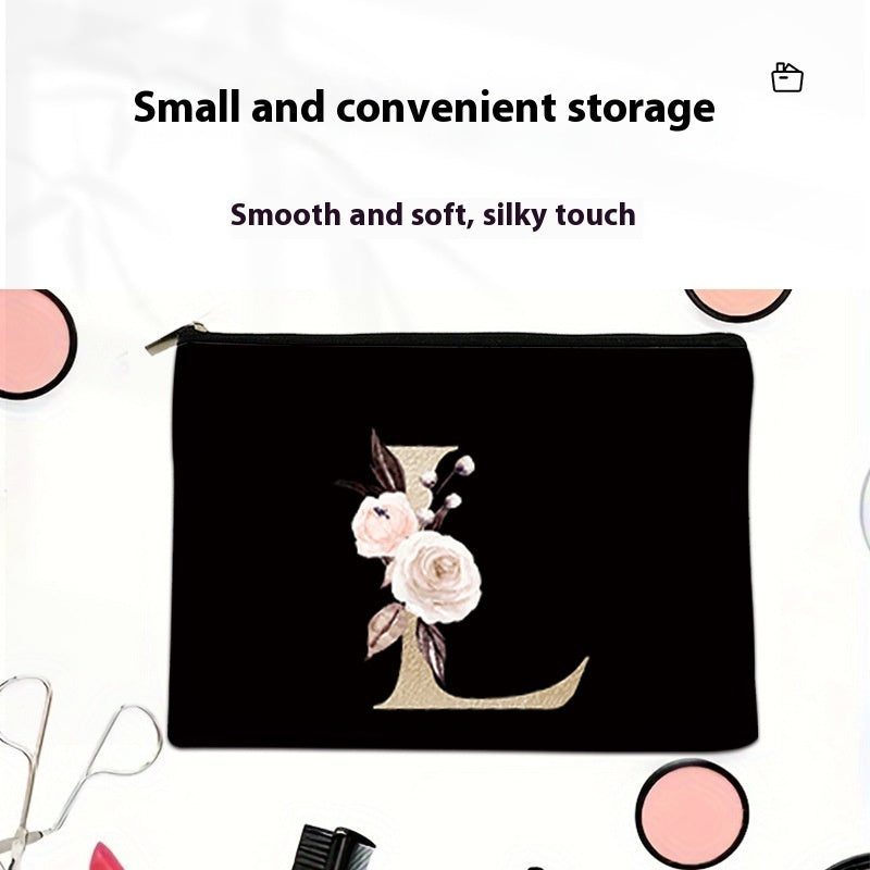 Letter Canvas Storage Bag With Black Background Letters