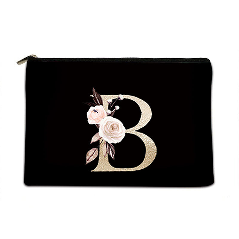Letter Canvas Storage Bag With Black Background Letters