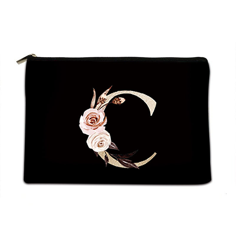 Letter Canvas Storage Bag With Black Background Letters