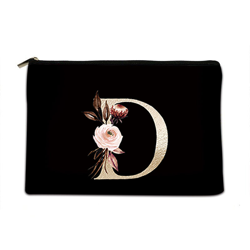 Letter Canvas Storage Bag With Black Background Letters