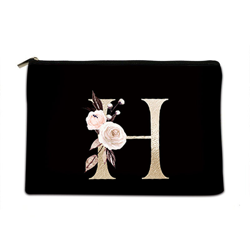 Letter Canvas Storage Bag With Black Background Letters