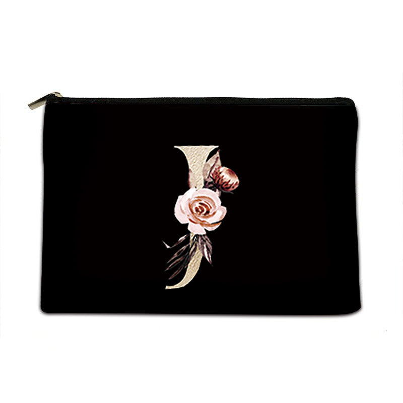 Letter Canvas Storage Bag With Black Background Letters