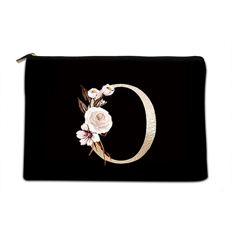 Letter Canvas Storage Bag With Black Background Letters