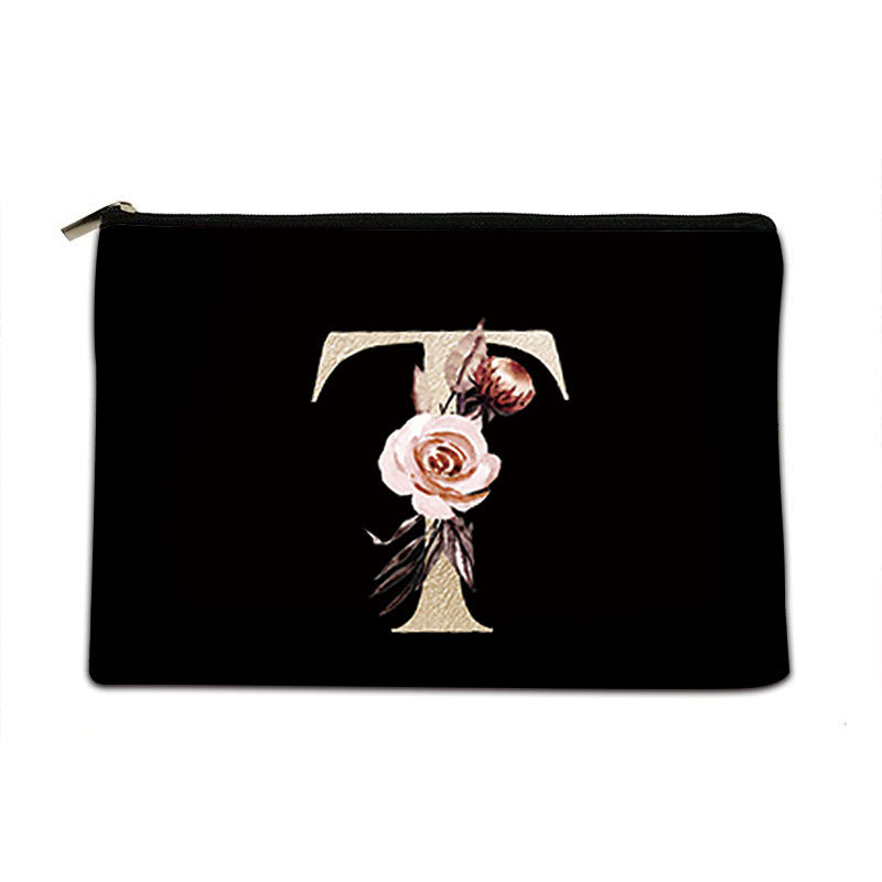 Letter Canvas Storage Bag With Black Background Letters
