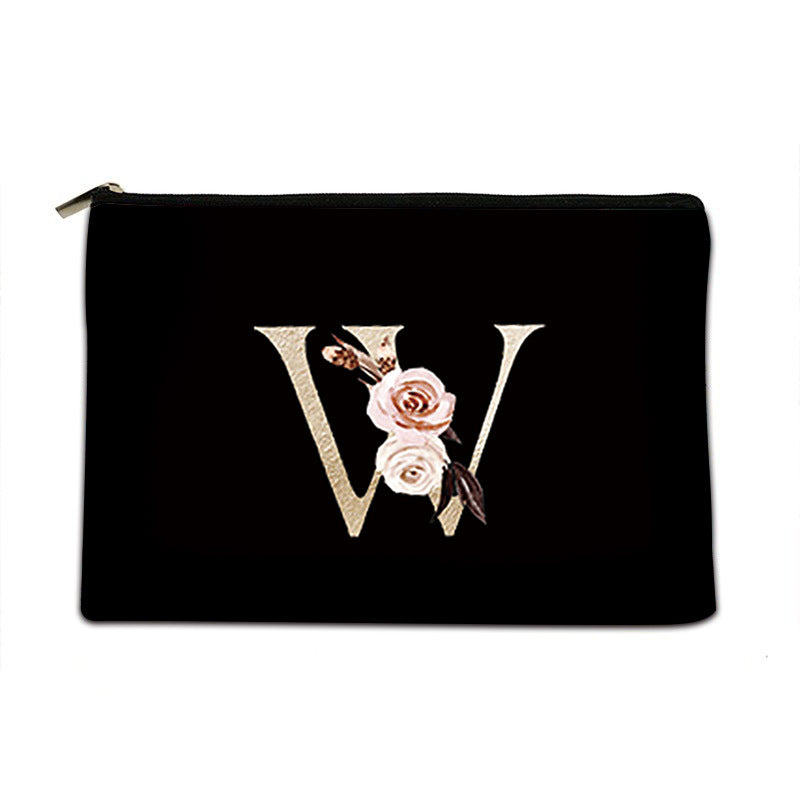 Letter Canvas Storage Bag With Black Background Letters