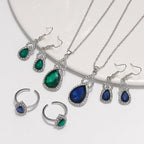 Light Luxury Zircon Necklace Earrings Open Ring Jewelry Suit - sparklesway.co.uk 
