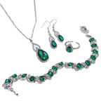 Light Luxury Zircon Necklace Earrings Open Ring Jewelry Suit - sparklesway.co.uk 
