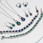 Light Luxury Zircon Necklace Earrings Open Ring Jewelry Suit - sparklesway.co.uk 