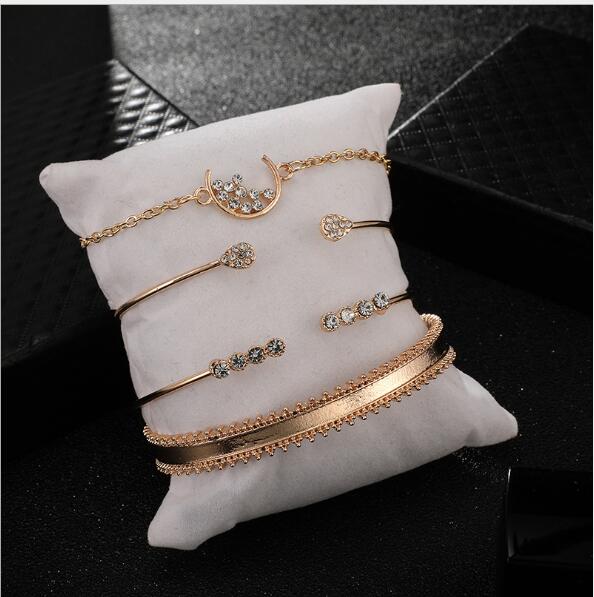 Moon  Bangle Bracelet 4 Piece Set - sparklesway.co.uk 