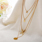 Multi-layer Moon Pendant Necklaces for Women Bohemian Wafer Elegant Necklace - sparklesway.co.uk 