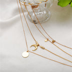 Multi-layer Moon Pendant Necklaces for Women Bohemian Wafer Elegant Necklace - sparklesway.co.uk 