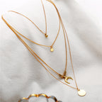Multi-layer Moon Pendant Necklaces for Women Bohemian Wafer Elegant Necklace - sparklesway.co.uk 