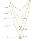 Multi-layer Moon Pendant Necklaces for Women Bohemian Wafer Elegant Necklace - sparklesway.co.uk 