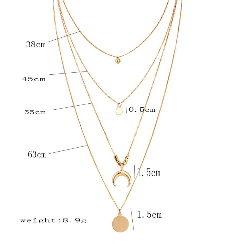 Multi-layer Moon Pendant Necklaces for Women Bohemian Wafer Elegant Necklace - sparklesway.co.uk 