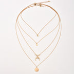 Multi-layer Moon Pendant Necklaces for Women Bohemian Wafer Elegant Necklace - sparklesway.co.uk 