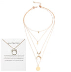 Multi-layer Moon Pendant Necklaces for Women Bohemian Wafer Elegant Necklace - sparklesway.co.uk 