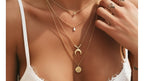 Multi-layer Moon Pendant Necklaces for Women Bohemian Wafer Elegant Necklace - sparklesway.co.uk 