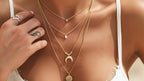 Multi-layer Moon Pendant Necklaces for Women Bohemian Wafer Elegant Necklace - sparklesway.co.uk 