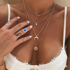 Multi-layer Moon Pendant Necklaces for Women Bohemian Wafer Elegant Necklace - sparklesway.co.uk 