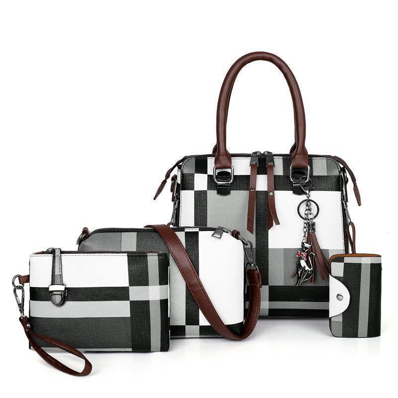 New Luxury Handbags Plaid Women Bags Designer showcased in a stylish multi-bag set with shoulder and crossbody options.