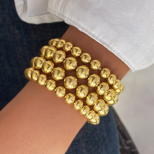 Punk Exaggerated Round Beads Chain Multi-layer Bracelet - sparklesway.co.uk 
