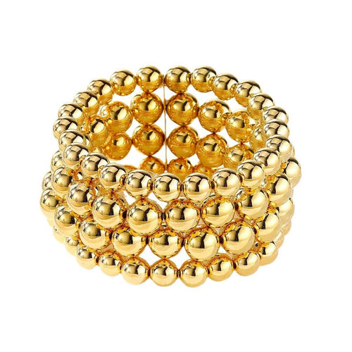 Punk Exaggerated Round Beads Chain Multi-layer Bracelet - sparklesway.co.uk 