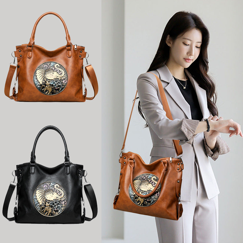 Retro Chinese Style Graceful And Fashionable Soft Bread bags in brown and black with stylish design.