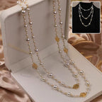 Retro Multi-layer Pearls Necklace Fashion Long Sweater Chain Versatile Accessories For Women - sparklesway.co.uk 
