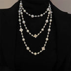 Retro Multi-layer Pearls Necklace Fashion Long Sweater Chain Versatile Accessories For Women - sparklesway.co.uk 