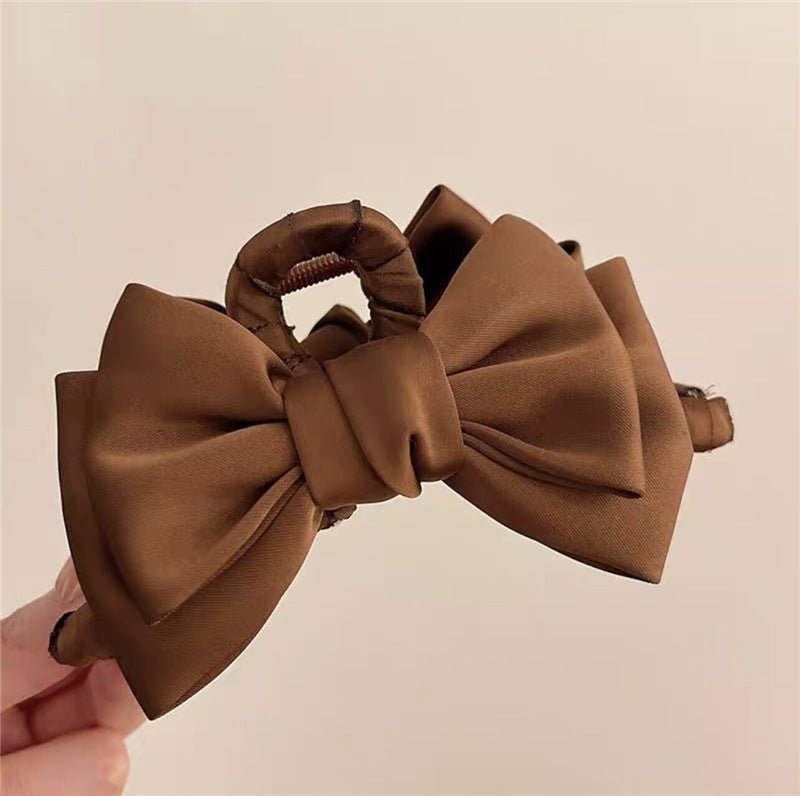Bow Claw Clip Graceful Satin Headdress Shark Clip Updo Hair Claw - sparklesway.co.uk 