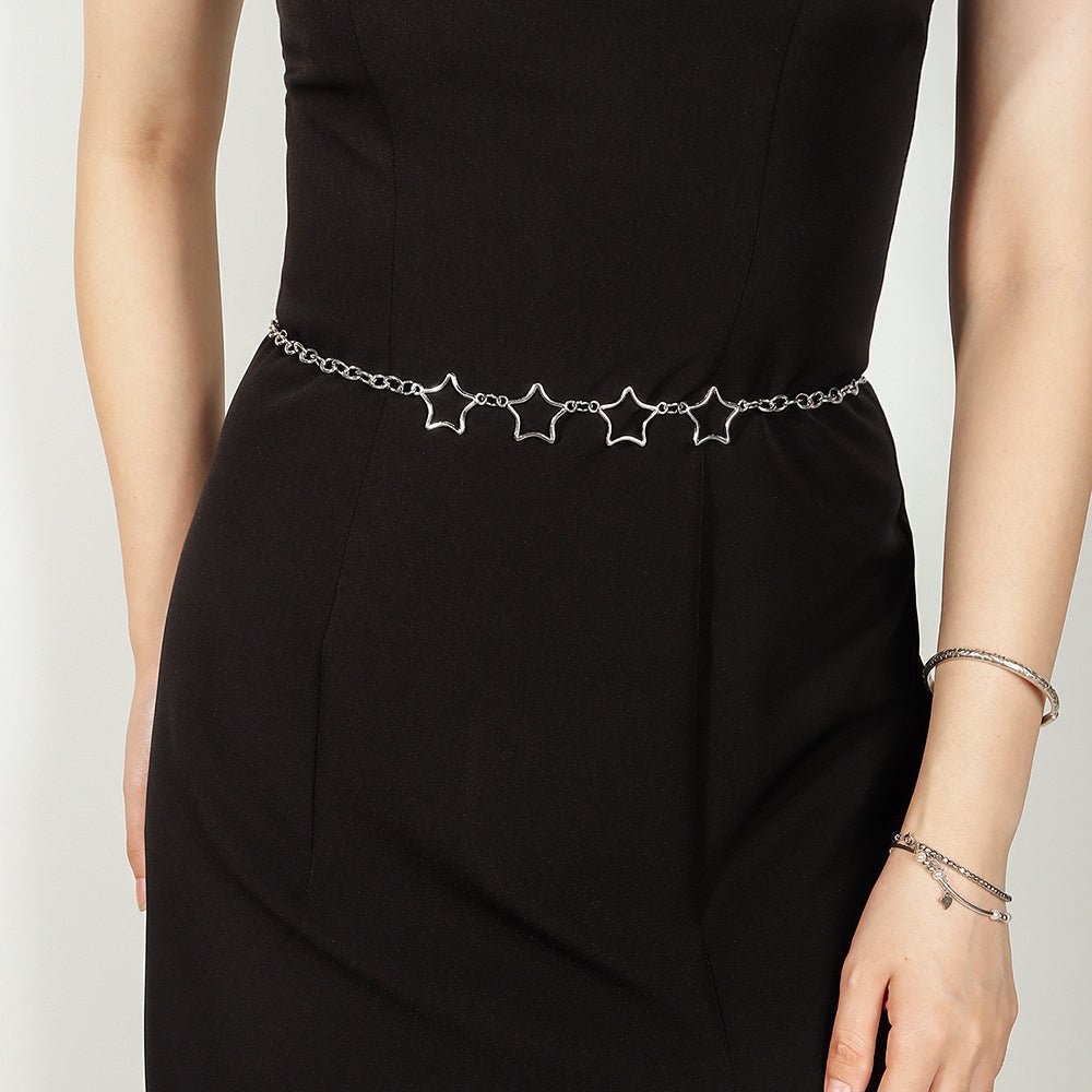 Simple Fashion Men And Women Star Metal Waist Chain Sexy Cutout Five-pointed Star Body Chain Jeans Dress Accessories - sparklesway.co.uk 