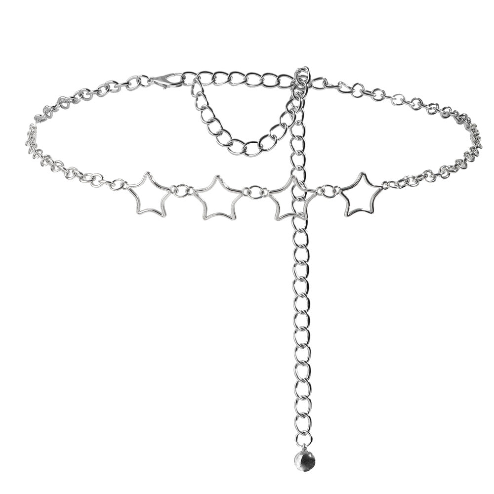 Simple Fashion Men And Women Star Metal Waist Chain Sexy Cutout Five-pointed Star Body Chain Jeans Dress Accessories - sparklesway.co.uk 