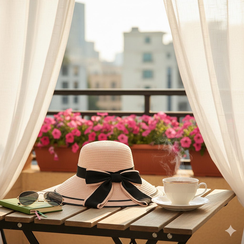 Straw Sun Hat Women Summer Beach Hat Wide Brim Bow Ribbon - sparklesway.co.uk 