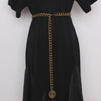 Waist Chain Jeans Dress Accessories Black Gold Chain Belt - sparklesway.co.uk 