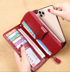 Large Zip Leather Wallet Side View — sparklesway.co.uk