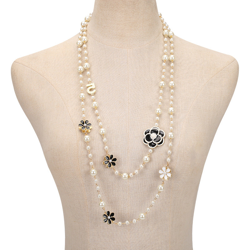 Double pendant necklace grey variant – dainty long chain jewellery women