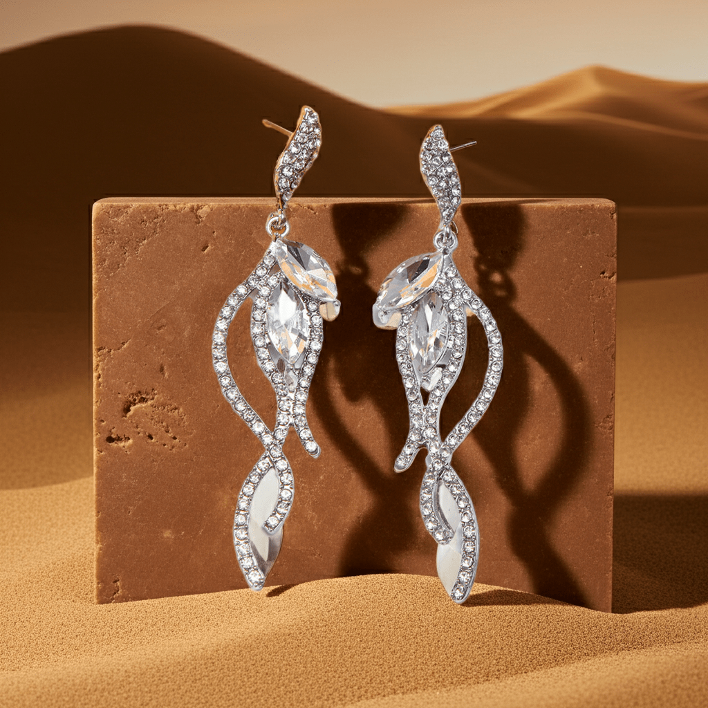 Alloy Diamond Earrings Tassel Hollow Asymmetrical Style Women's Earrings Earrings - sparklesway.co.uk 