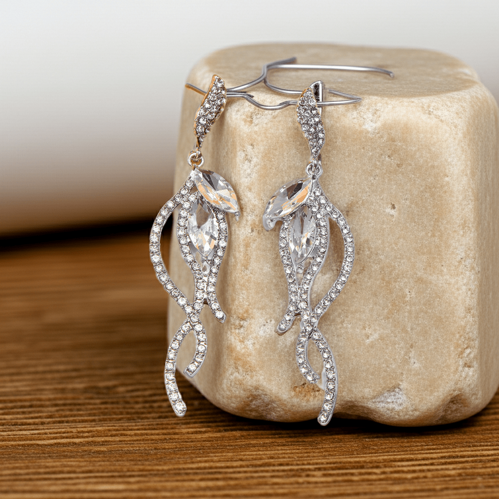 Alloy Diamond Earrings Tassel Hollow Asymmetrical Style Women's Earrings Earrings - sparklesway.co.uk 