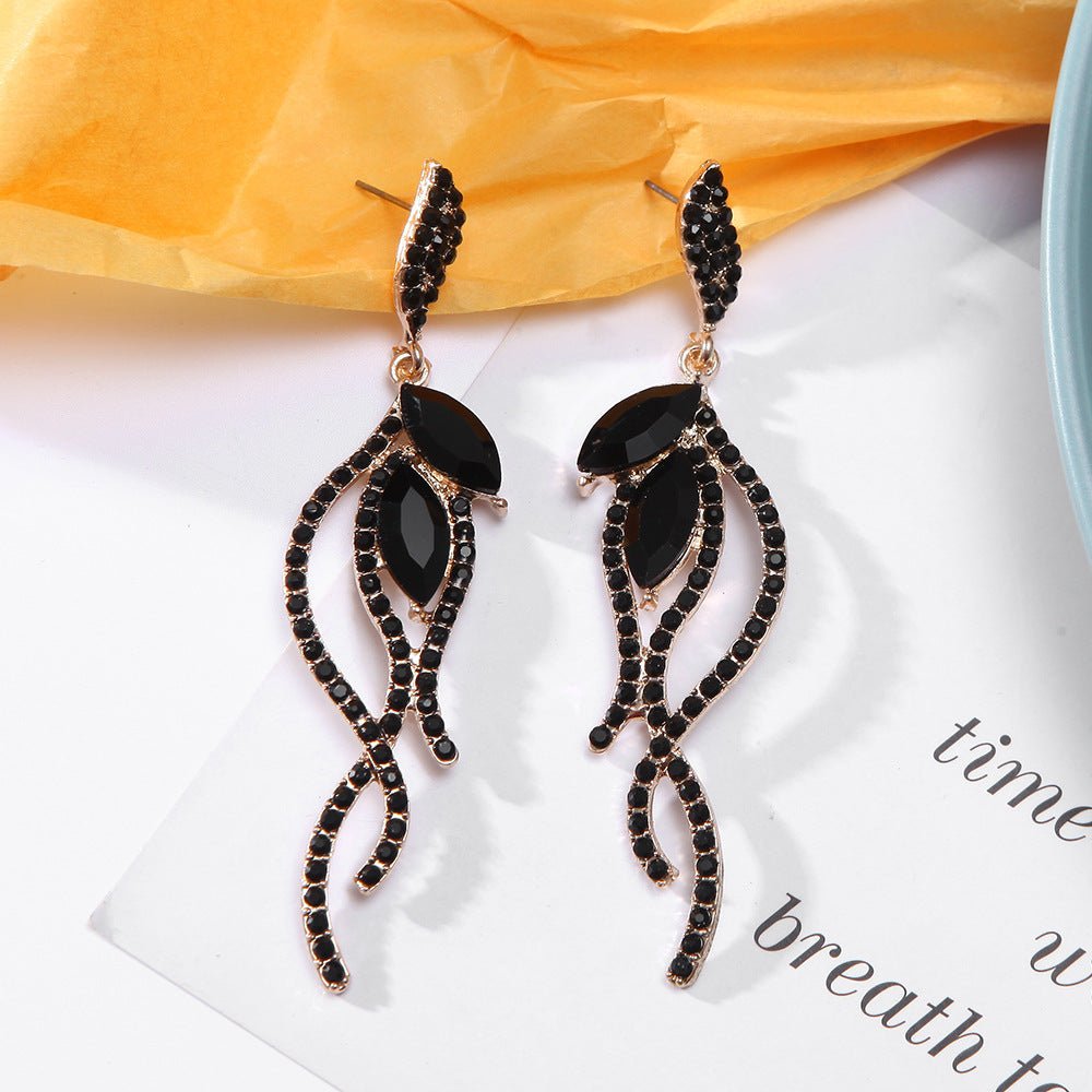 Alloy Diamond Earrings Tassel Hollow Asymmetrical Style Women's Earrings Earrings - sparklesway.co.uk 