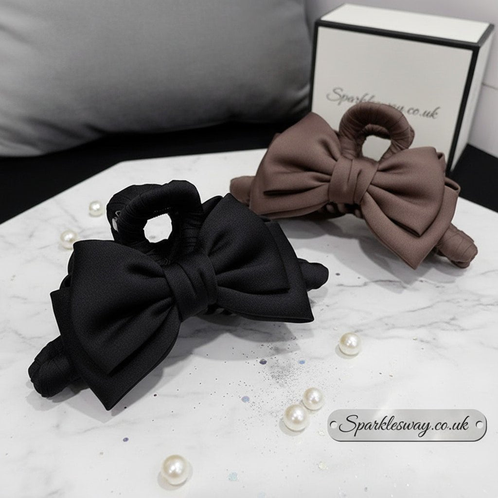 Bow Claw Clip Graceful Satin Headdress Shark Clip Updo Hair Claw - sparklesway.co.uk 
